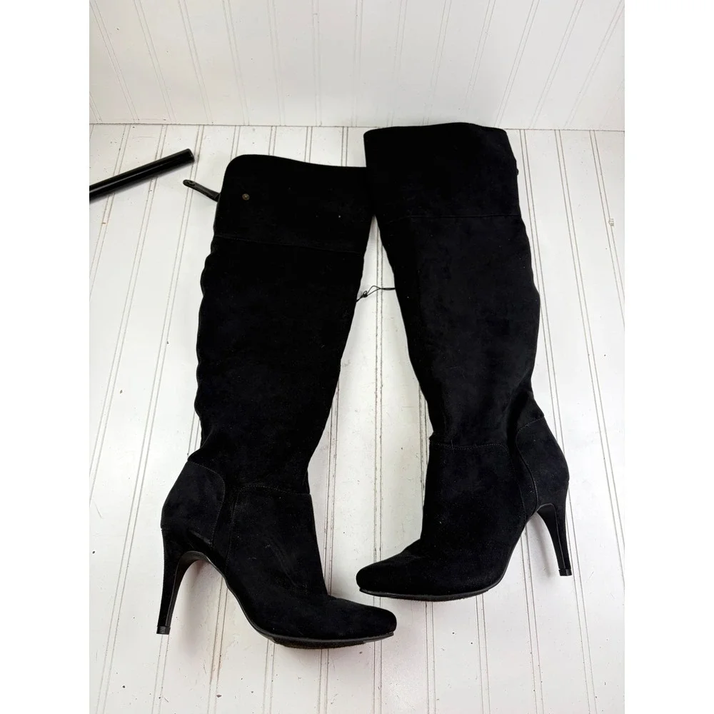 Mossimo Vintage Y2K Black Suede Over The Knee Stiletto Boots Women's Size 8 NWT